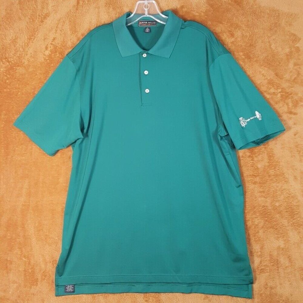 PETER MILLAR Mens Polo Shirt XL Green SUMMER COMFORT Eagle Rock Cup